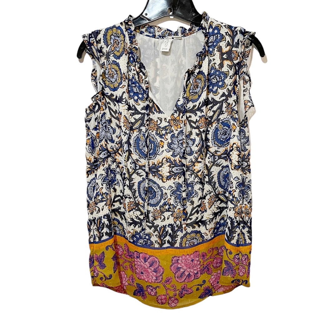 JOIE Ruffle Sleeveless Floral Summer Shirt Size Small